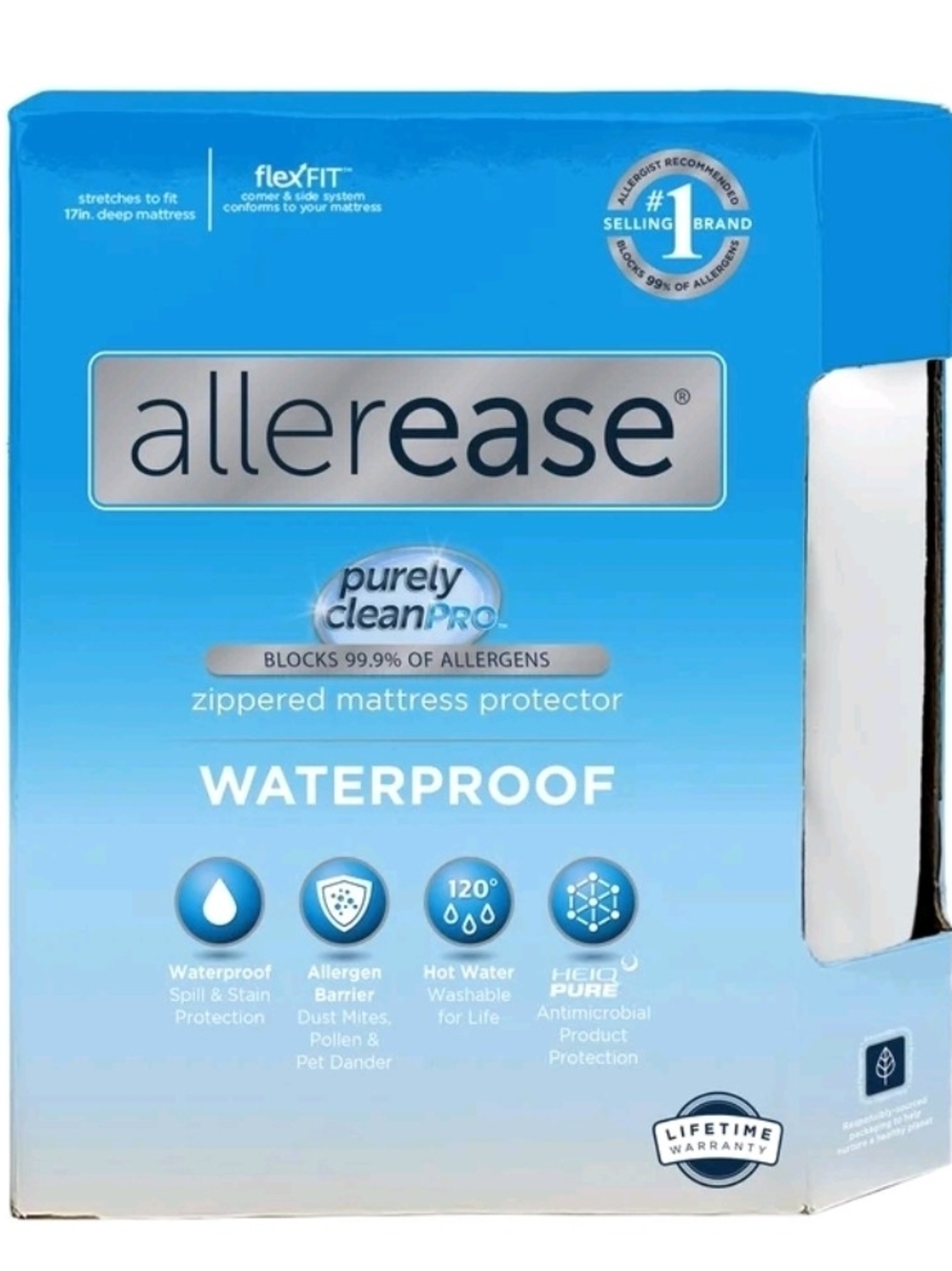 Allerease Waterproof Zippered Mattress Protector - Blue